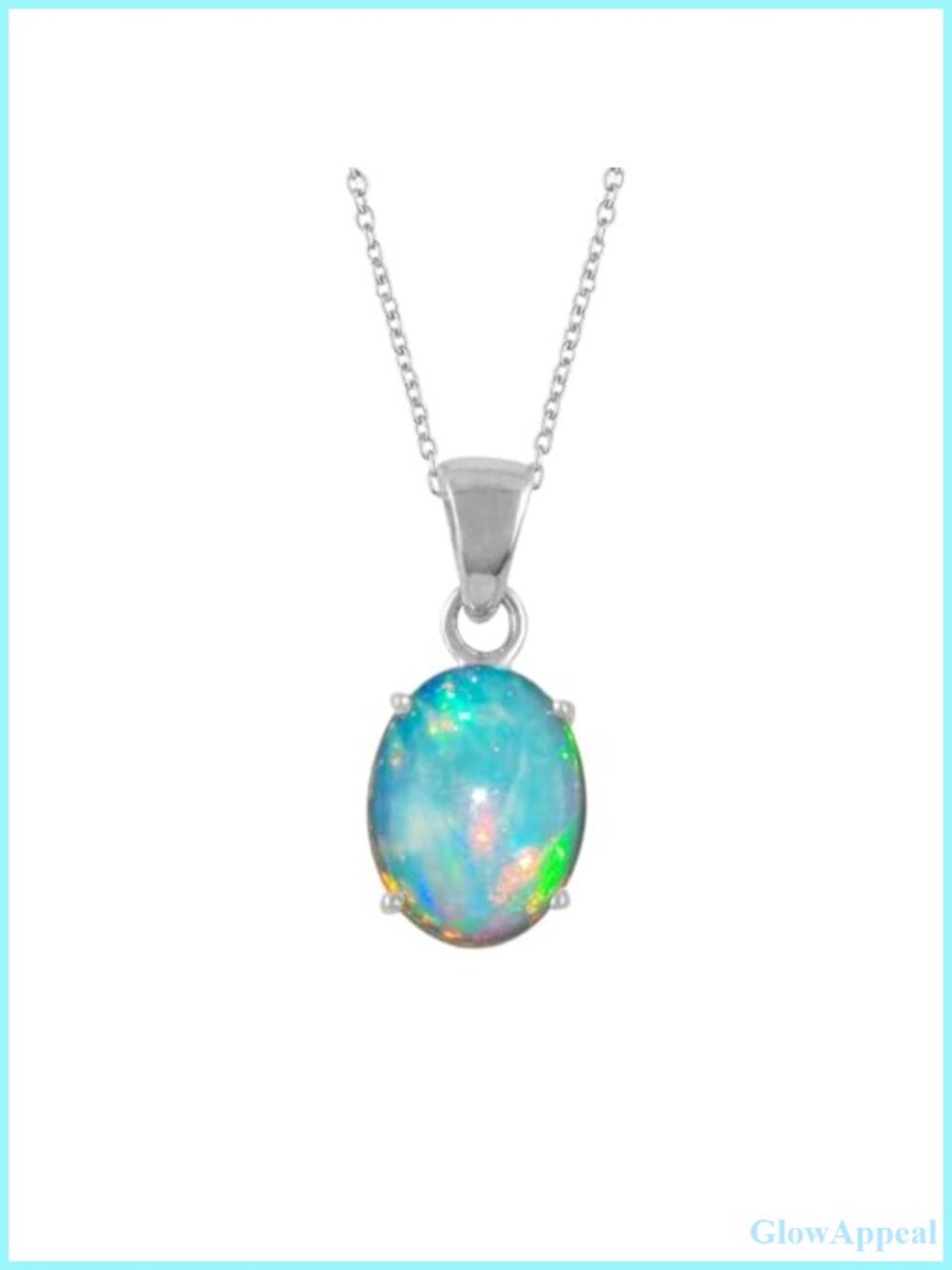 Ethiopian Opal Oval Cabochon Pendant Necklace 925 Sterling Silver 20 Inch